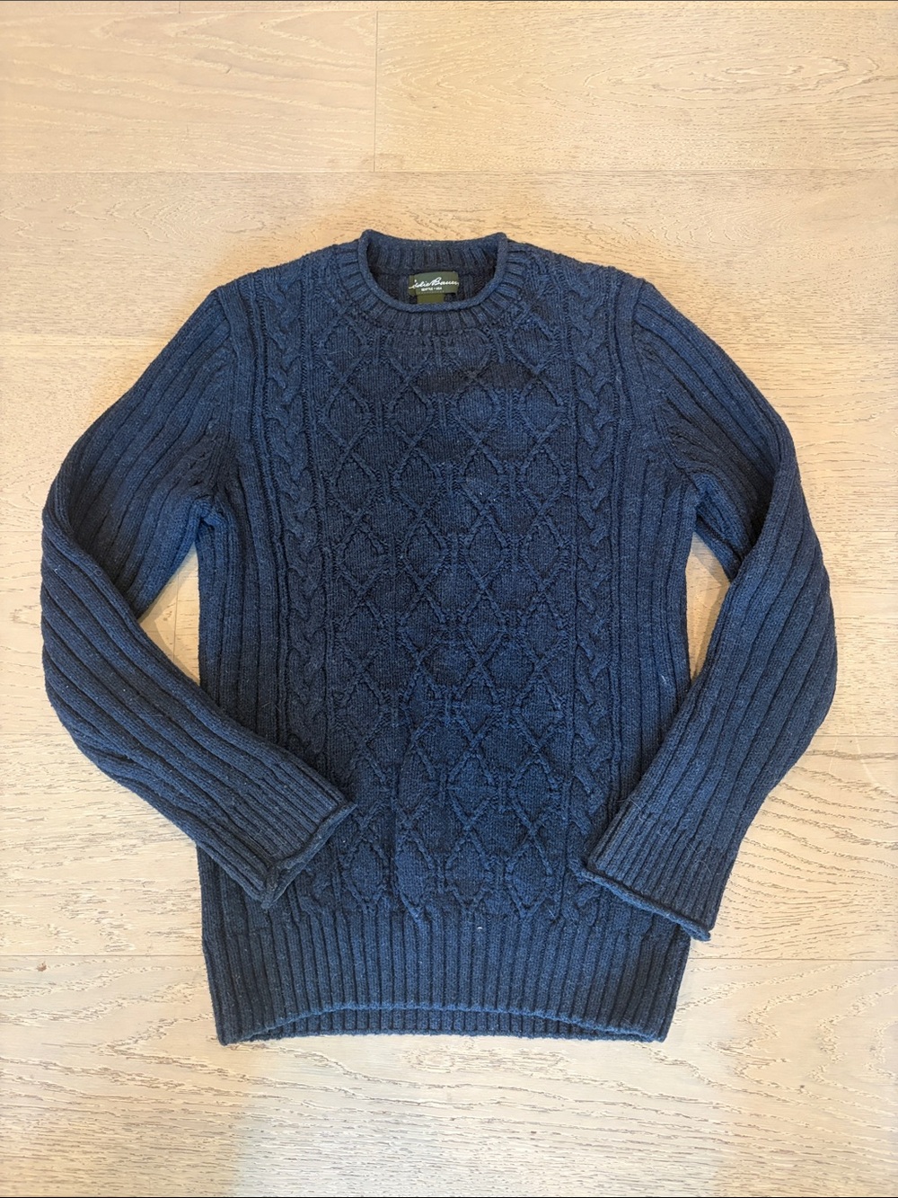 Eddie Bauer Dark Blue Cable Knit Crewneck Sweater